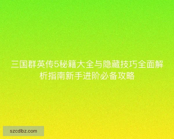 三国群英传5秘籍大全与隐藏技巧全面解析指南新手进阶必备攻略